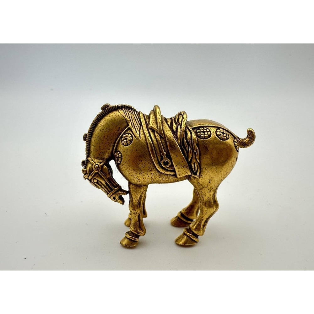Vintage Brass Saddled Large Horse Brooch Pin 3D Gold Tone Equestrian Mid-Century